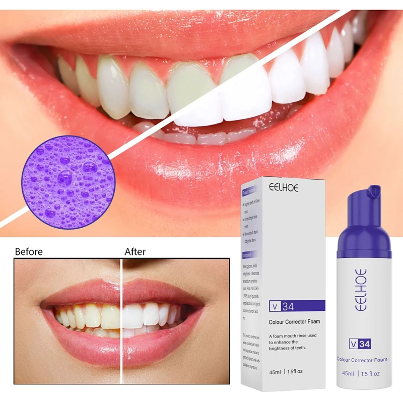 

45ml Teeth Whitening Remove Tooth Stains Teeth Whitening Booster Purple Toothpaste Color Correction Teeth Color Corrector