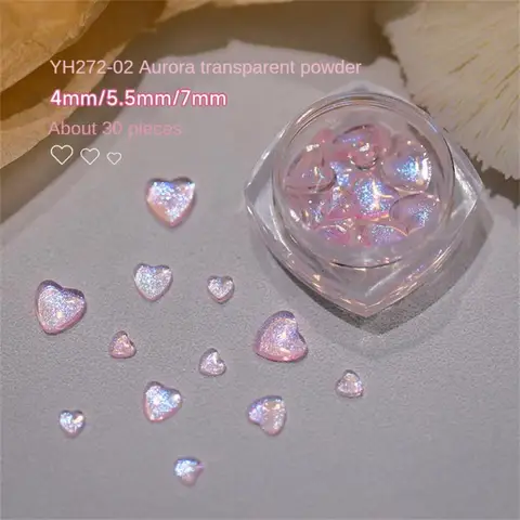 Полимерные 3D Подвески в виде персикового сердца для ногтей Аврора сердце/медведь драгоценные камни для дизайна ногтей Аксессуары для маникюра