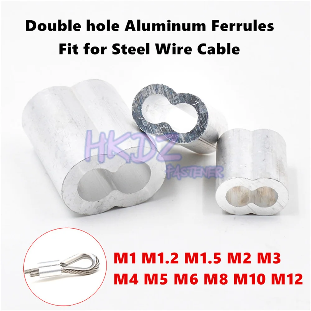 

Aluminum Casing Wire Rope Ferrule Cable Ties Crimp Steel Wire Cable Rope Fixing Clip Double hole Ferrules Clamps Crimping Loop
