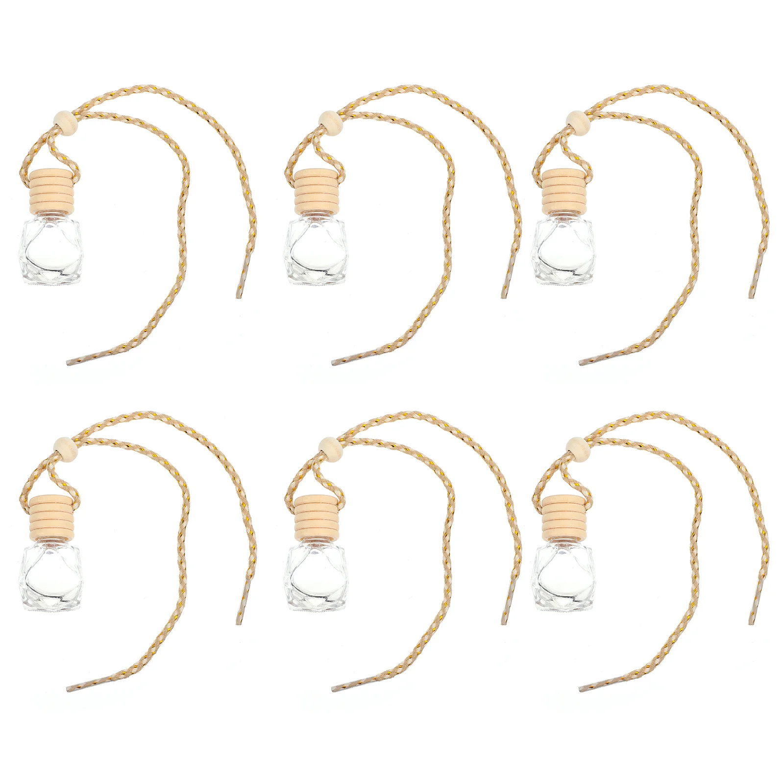 

6 Pcs Air Freshener Car Vent Decoration Hanging Glass Perfume Bottle Essential Oil Diffuser Fragrance Pendant Aroma