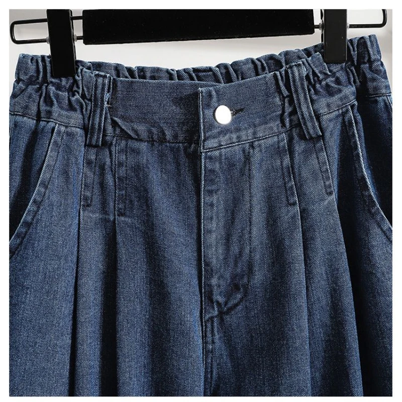 Новые летние однотонные модные лоскутные прямые брюки с эластичной резинкой на