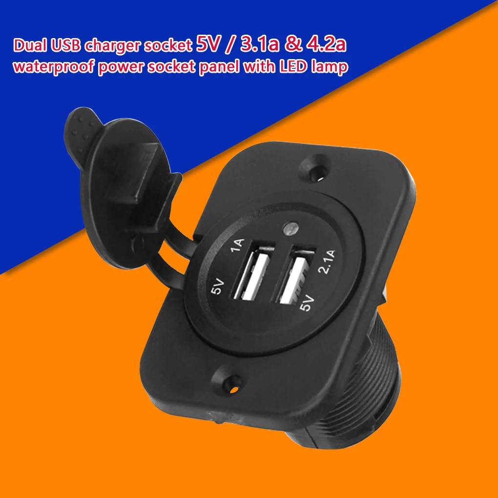 

Двойная водонепроницаемая панель для зарядного устройства USB, 3,1 А, 4,2 А, адаптер для розетки питания светодиодный светильник кой 12-24 В для ав...