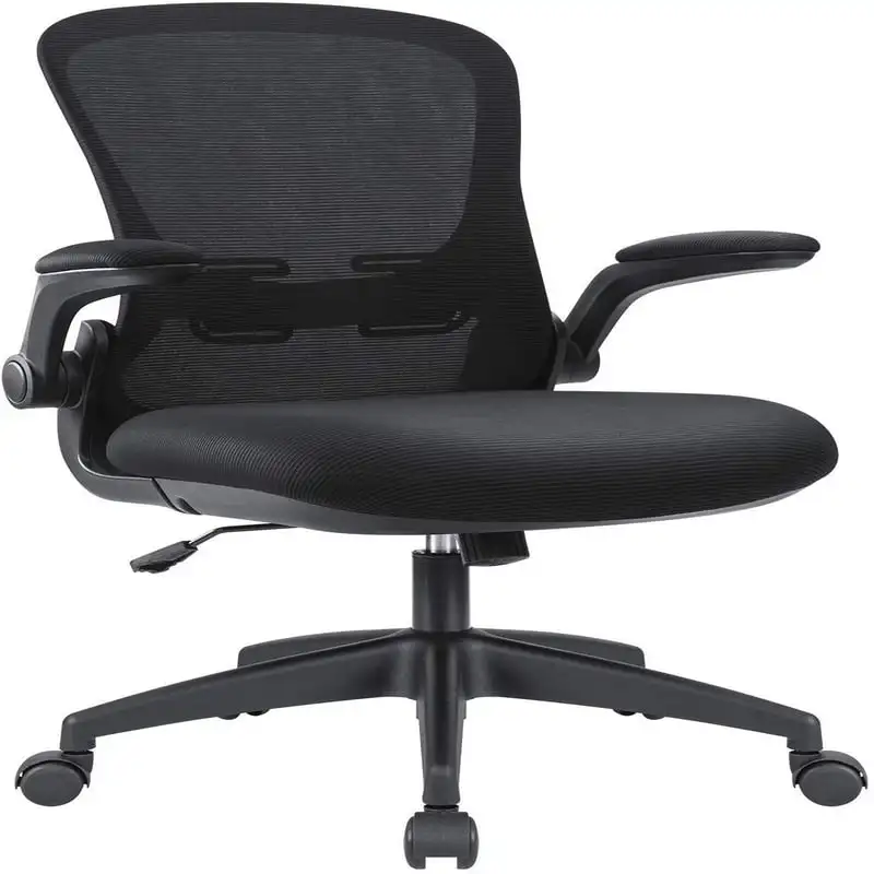 

Сетчатый офисный стул, эргономичный Настольный стул с откидными подлокотниками, черный