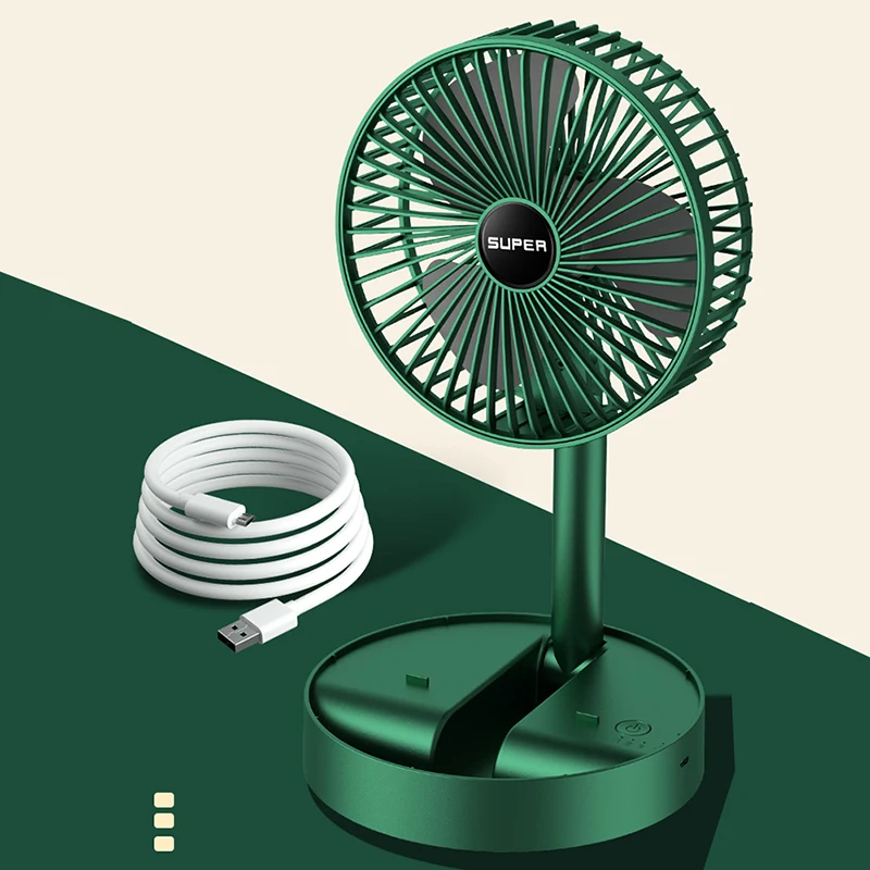

3 Gear Portable USB Rechargeable Folding Fan Telescopic Mini Summer Student Desktop Table Fan Office Bedroom School Dormitory
