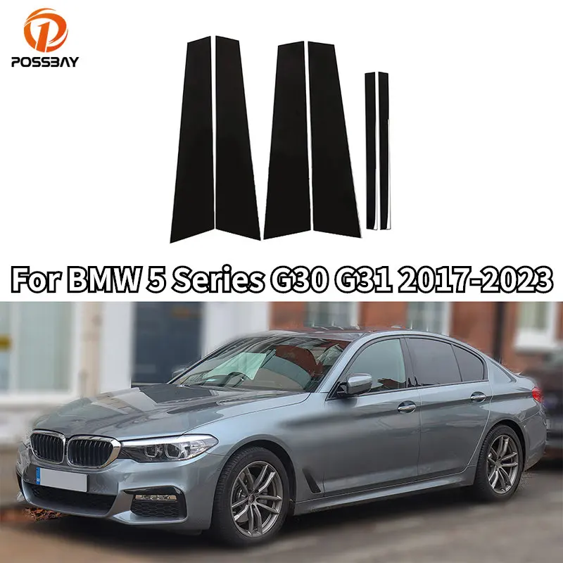 

6 шт. наклейки на окно автомобиля, стойка стойки, наклейки для BMW 5 серии G30 G31 2017 2018 2019 2020-2022 2023 B C, стиль крышки колонны