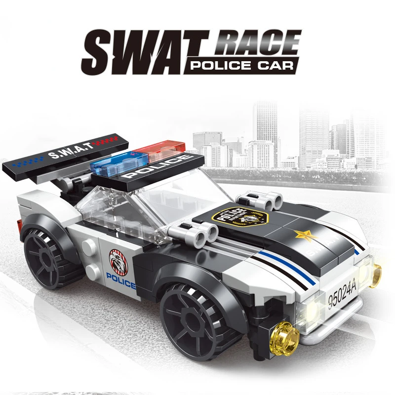 Фото Черный SWAT полицейский автомобиль сделай сам сборные строительные блоки игрушка