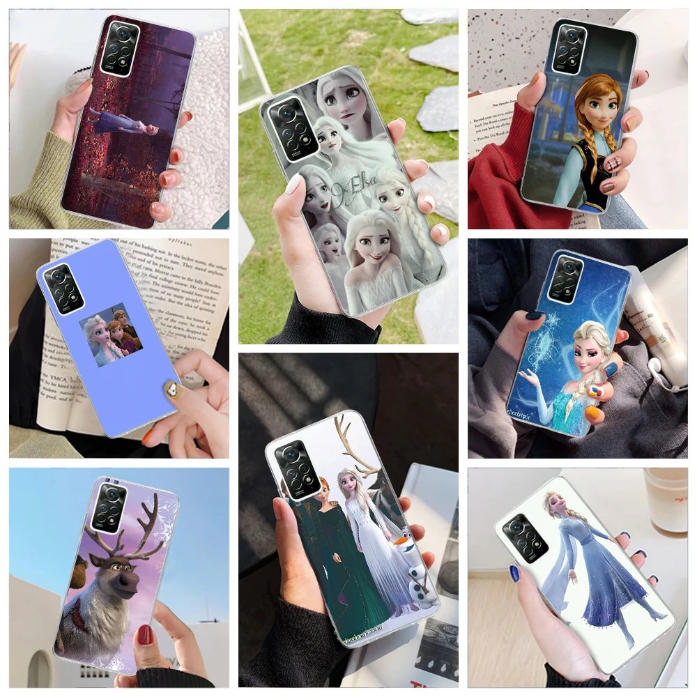 

Disney Frozen Princess Elsa phone case For Redmi note 6 7 8 9 10 11 S PRO MAX T Cartoon cute transparent silicone cover
