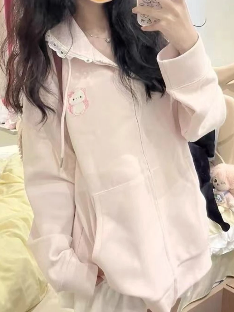 QWEEK японский Harajuku Kawaii толстовки на молнии Sweet Gitls мягкая школьная толстовка с