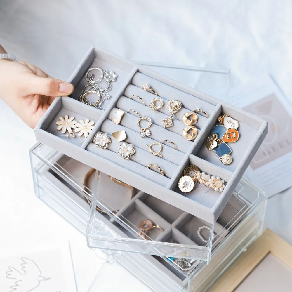 

Multifunction Portable Velvet Jewelry Ring Display Organizer Box Tray Holder Earring Necklace Jewelry Storage Case Travel Case