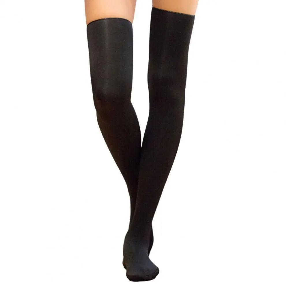

1 Pair Women High Socks Elastic Winter Knee Socks Solid Color Winter Long Socks
