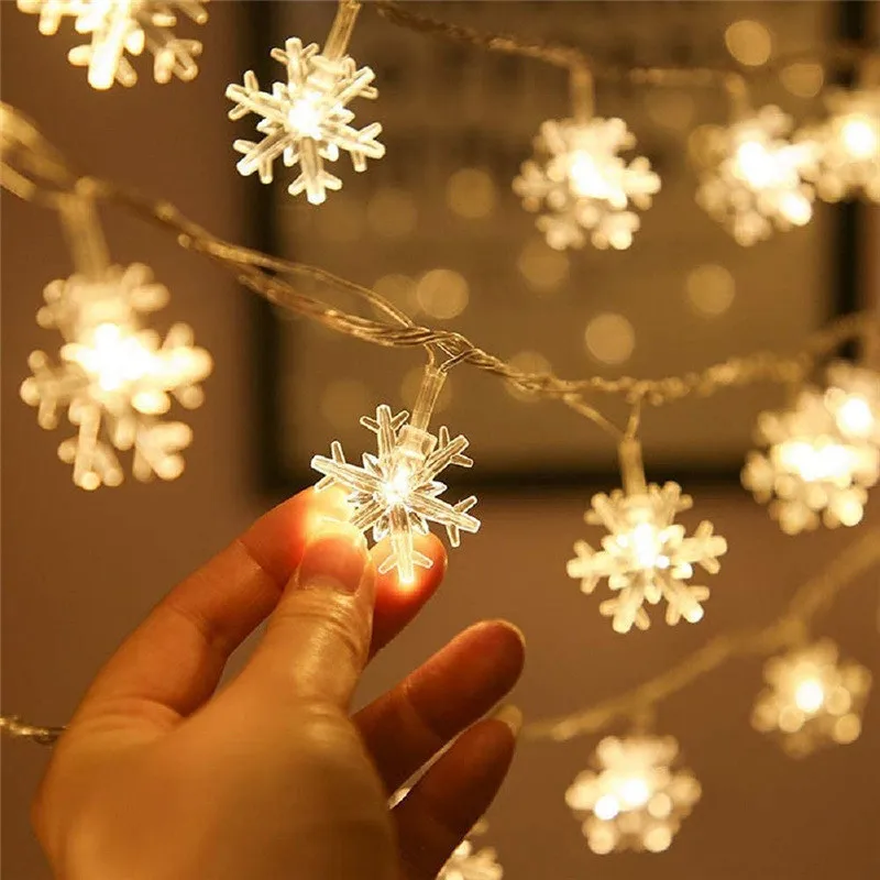 

Светодиодный ная гирлянда со снежинками, гирлянда с теплым белым светом для дома, рождественские сказочные огни, Свадебный декор, Рождестве...
