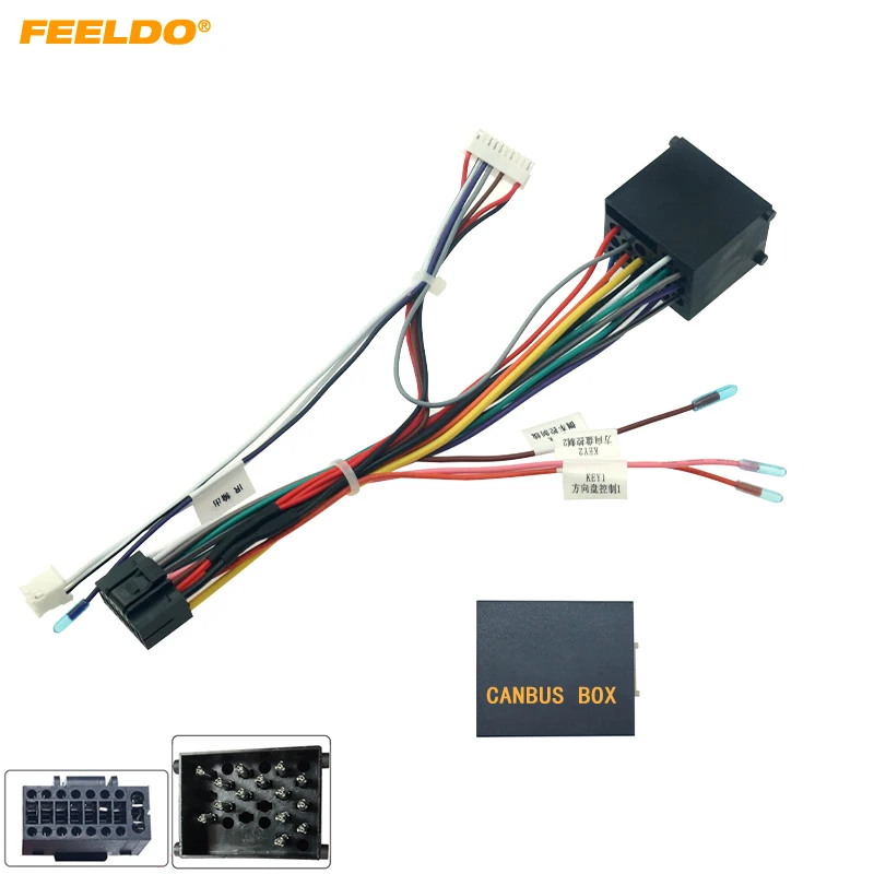 

FEELDO Car 16Pin Power Wiring Harness Cable Adapter With Canbus For BMW E46/E39/E53(99) Install Aftermarket Android Stereo #6461