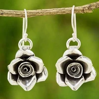 korean simeple rose flower pendant earrings for women black flower charms dangle earrings teens girls party jewelry earrings