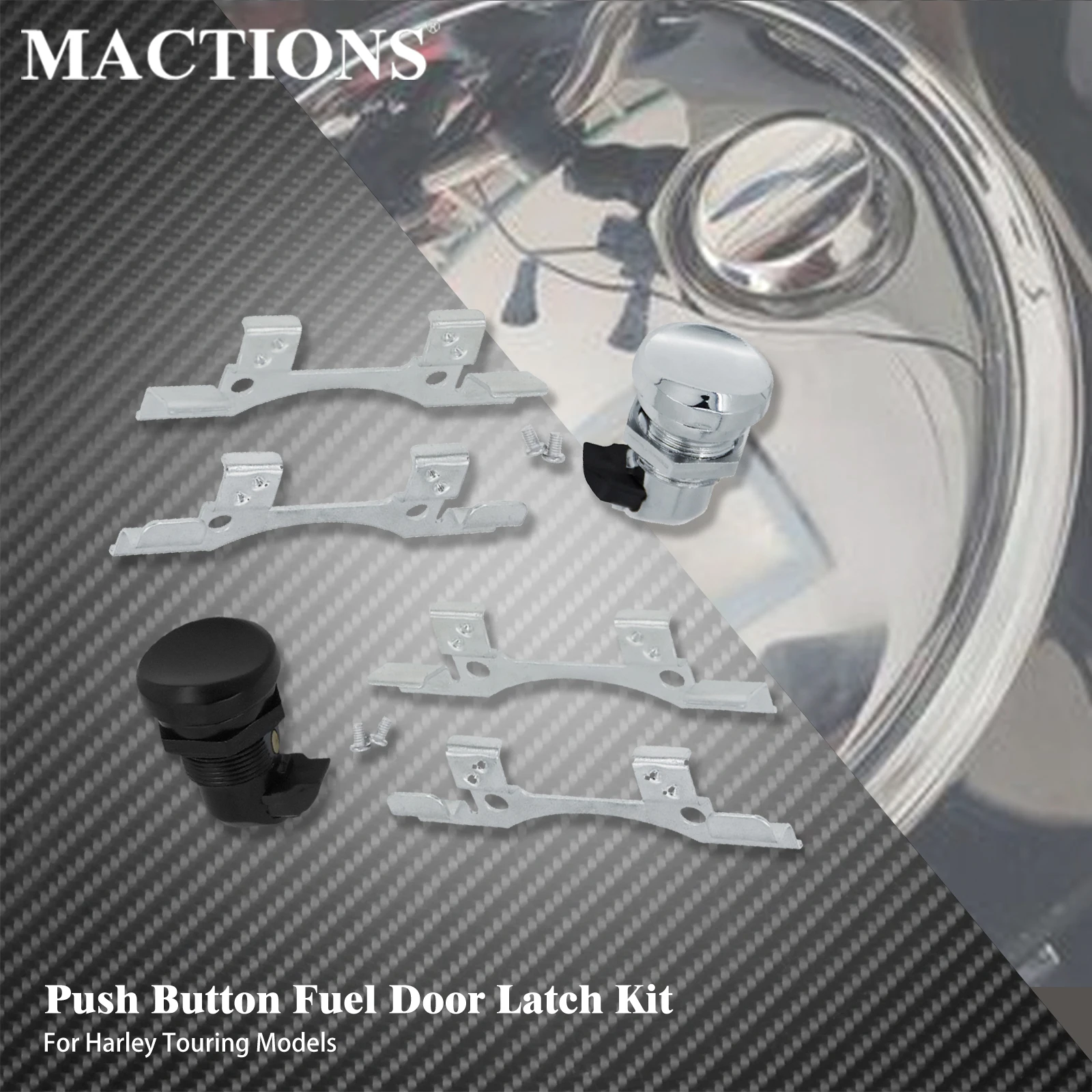 

Motorcycle Fuel Door Latch Push Button Gas Oil Cap Tank Black/Chrome For Harley Touring Road Electra Glide 92-20 Street Glide