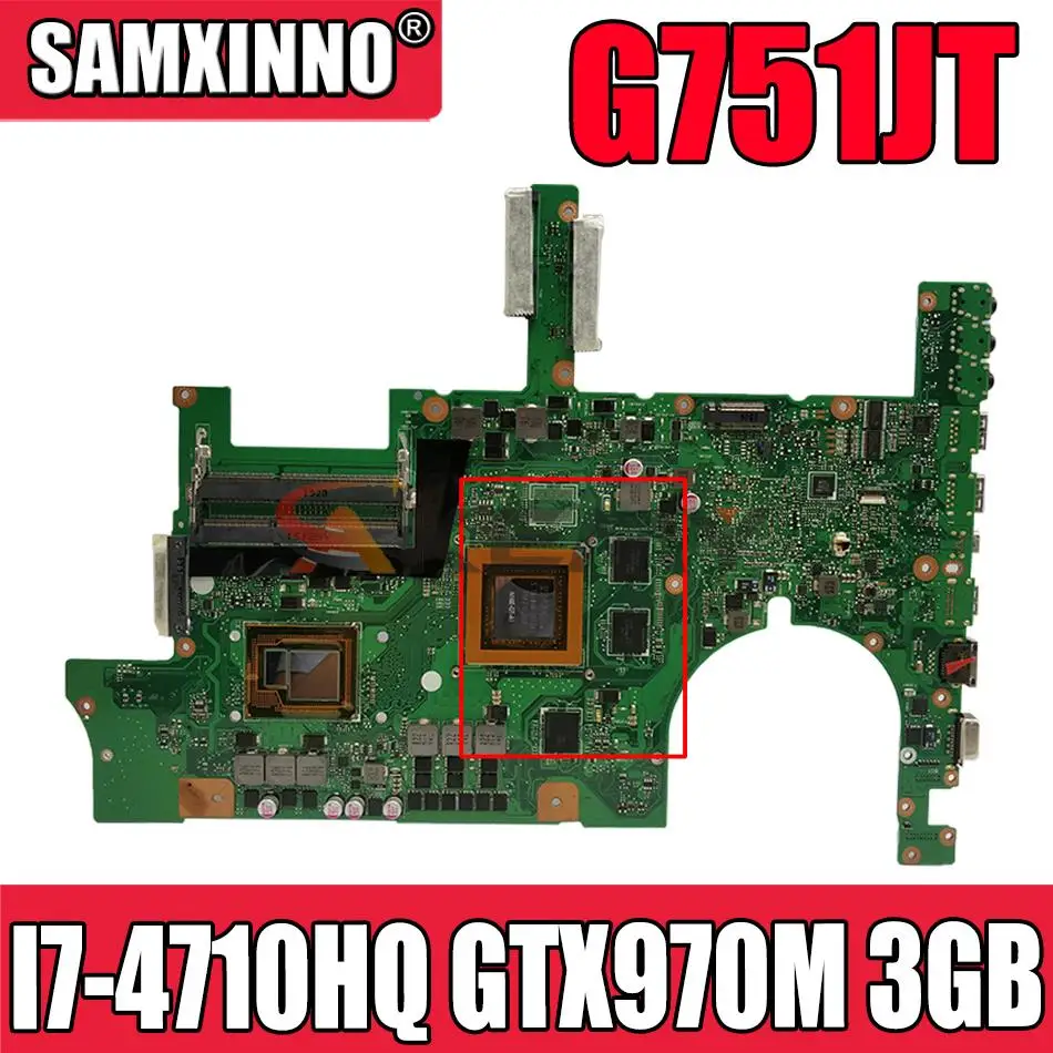 

Материнская плата для ноутбука G751JT MB_0M/I7-4710HQ/AS GTX970M 3GB 90NB06M1-R00040 Материнская плата Asus G751JT G751JY G751JL G751J G751