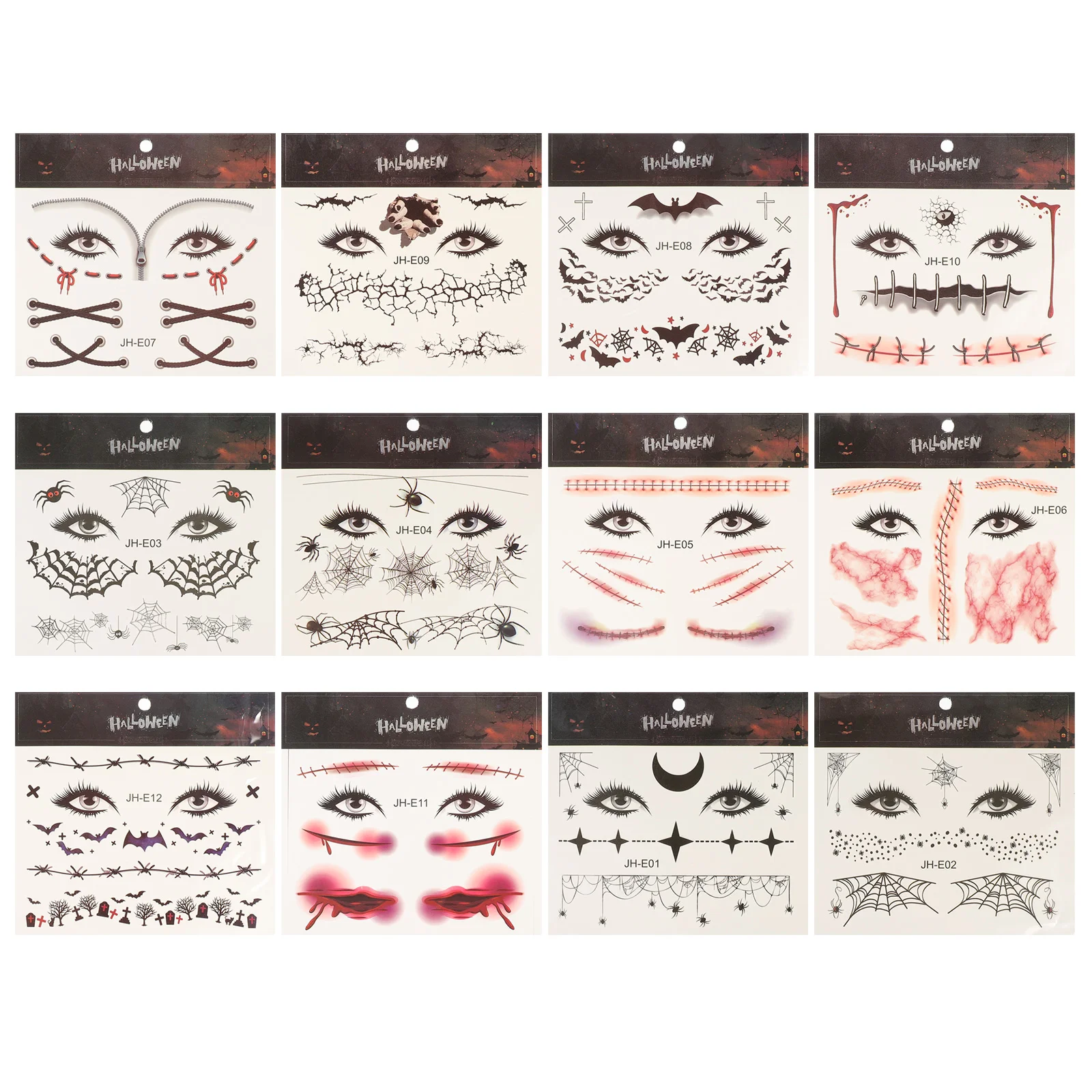 

12 Sheets Temporary Creative Scar Wound Party Makeup Sticker Sticker