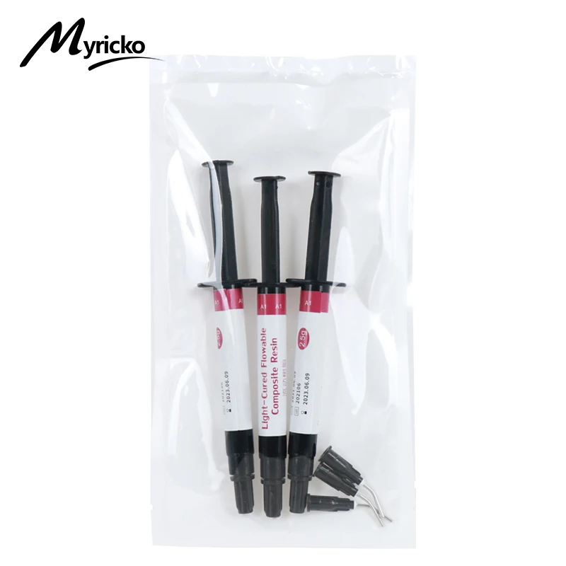 

3PCS Dental Flowable Composite Light Cure Resin Color A1 A2 A3 A 3.5 Shade Dispensing Tips Tooth Filling Material