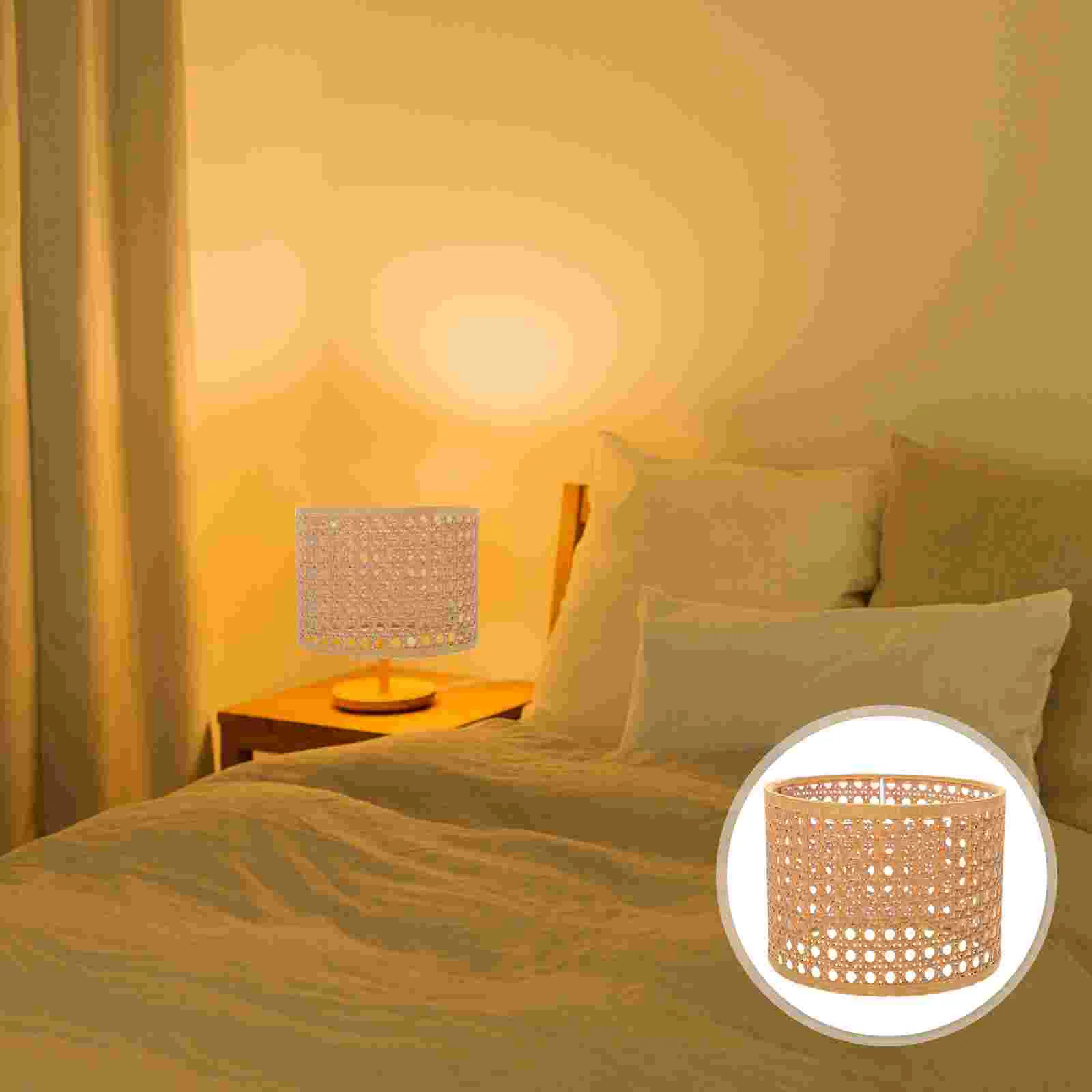 

Red Light Bulbs Indoor Lampshades Ceiling Lights Rustic Rattan Fixture Drum Chandelier Woven Floor Hanging