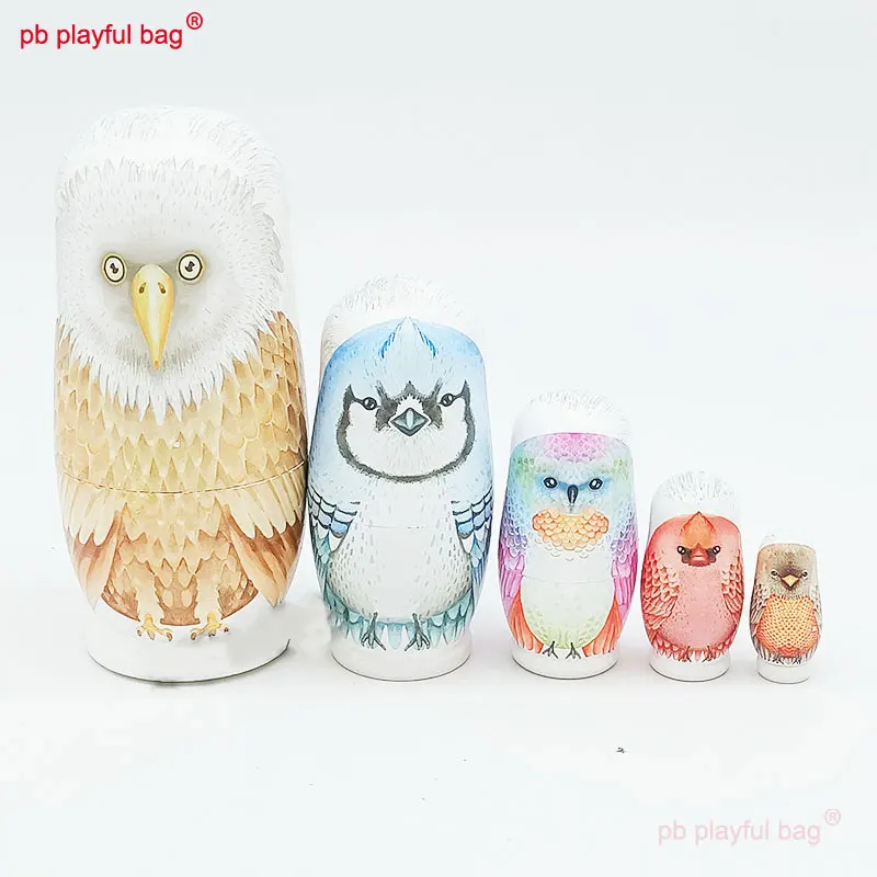 

PB Playful Bag Five story Eagle Russian dolls wooden toys decorate Craft gifts animal cartoon Creative children's toys HG201