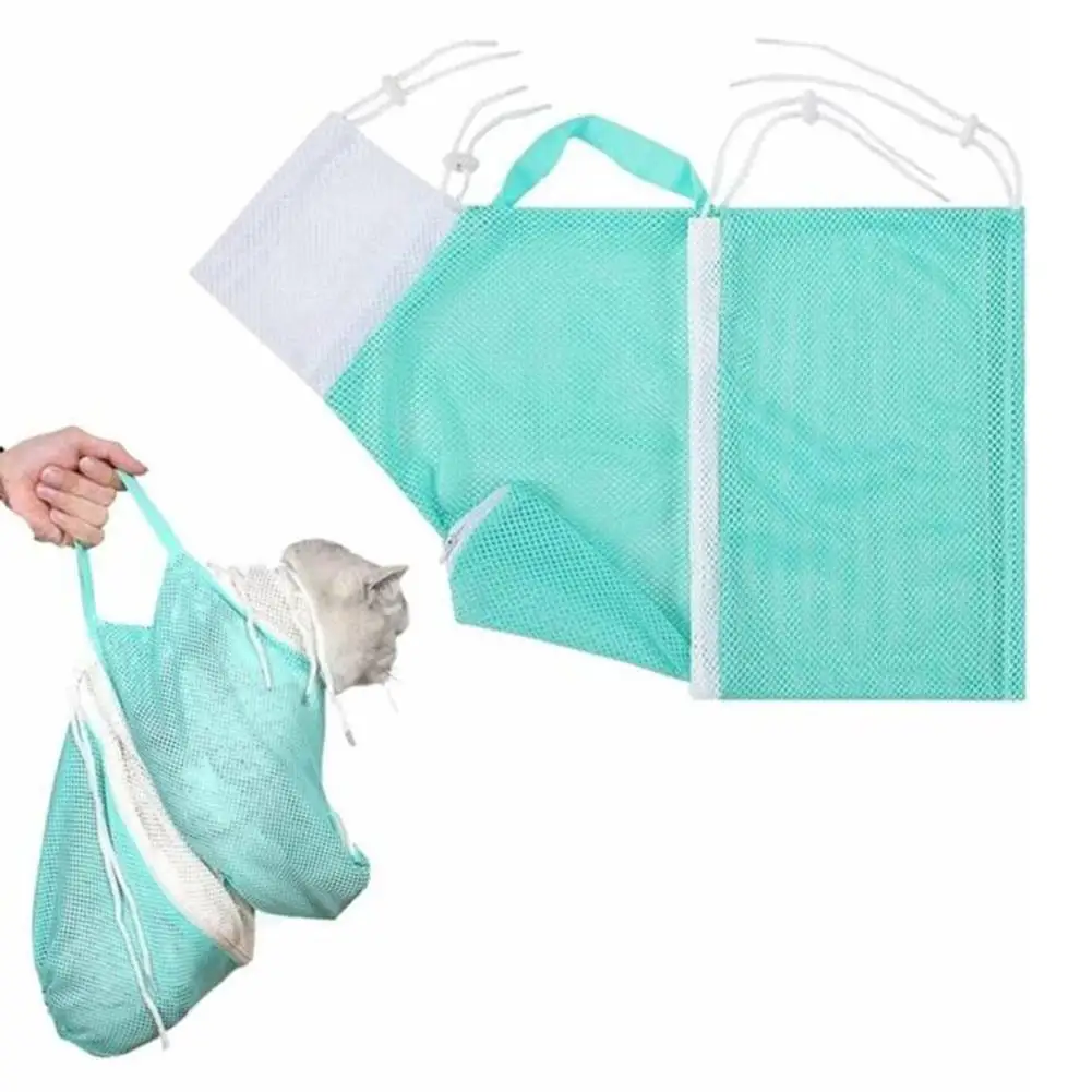 

Сетчатая Сумка для груминга кошек, регулируемый мешок для мытья животных, защита от царапин и укусов, для стрижки когтей