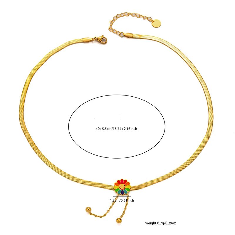 Ожерелье ENSHIR из нержавеющей стали 316L с цветными подсолнухами и кисточками для