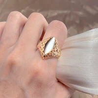 grier 2022 new design 585 rose gold glossy rings christmas gift hollow women jewelry retro ethnic wedding horse eye ring