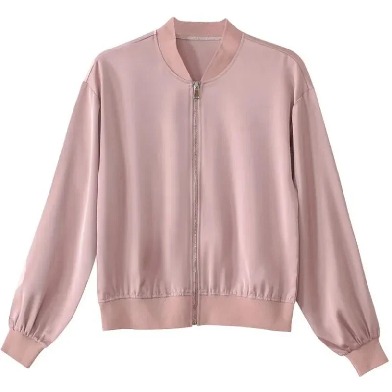 Короткая шелковая куртка женские пальто свободная атласная верхняя одежда