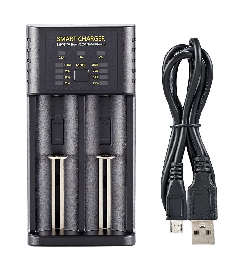 

Smart 18650/26650/10440/14500 3.7V Li-ion AA/AAA Ni-MH Ni-CD 1.2V Rechargeable Battery Charger USB dual-slot 2A High Current
