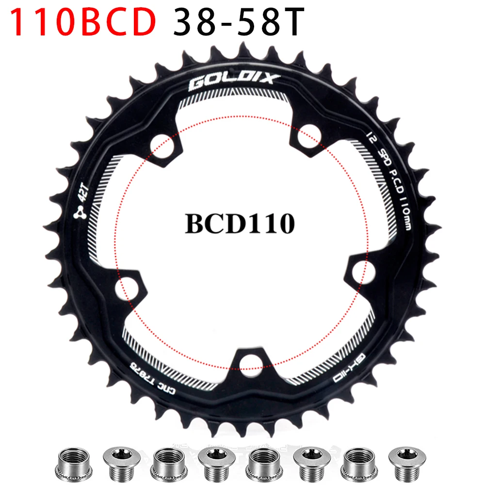 

Road Bike 110/5 BCD 110BCD Narrow Wide Chainring 38T-58T Bike Chainwheel with 4 Pieces Sprocket Bolts For shimano sram crankset