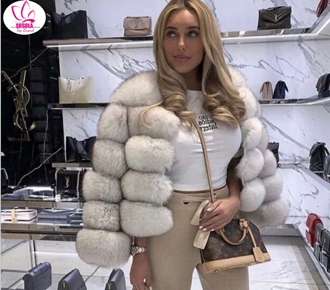 

SUSOLA Fashion 2022 Winter Warm Women Coat Faux Fox Fur Jacket Winter Thick Warm Jackets Vest Custom Made S-Xxxxl
