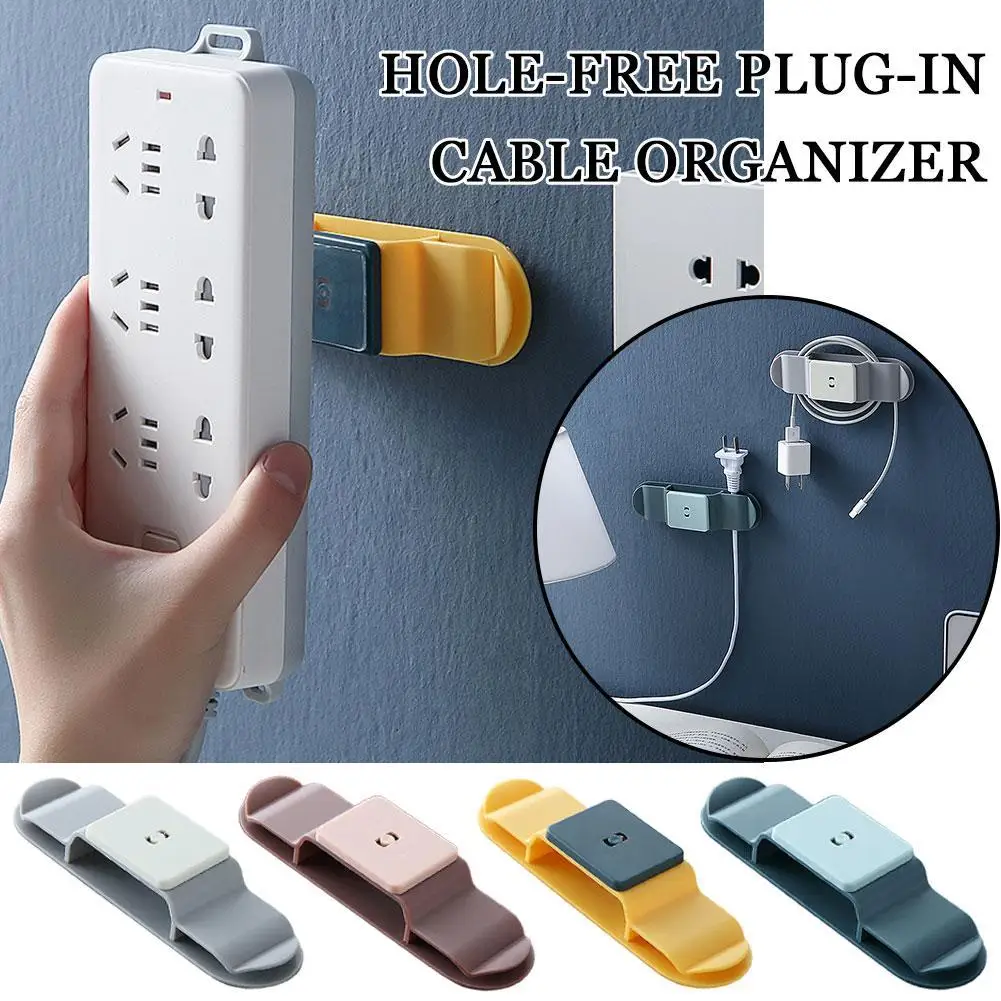 

Universal Socket Extension And Cable Holder Punch-free Plug Storage Rack Socket Strip Holder Hanger