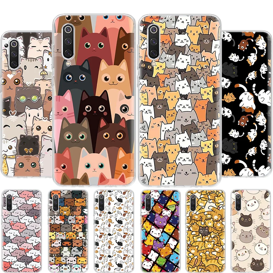 

Cartoon Cute Cats Background Phone Case For Xiaomi Redmi Note 12 11 10 Pro Max 4G 5G 9T 9S 8T 10S 11T 11S 11E 9 8 7 6 5 5A