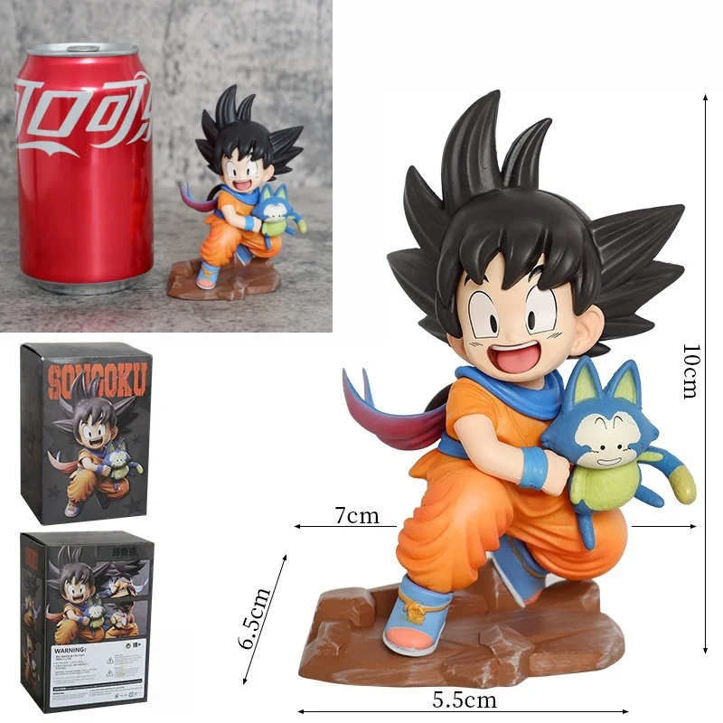 Фото Аниме-фигурка Dragon Ball Q-версия: Маленький Гоку с Пуаром, украшение для автомобиля, подарок для рабочего стола, оптом, 10 см №1