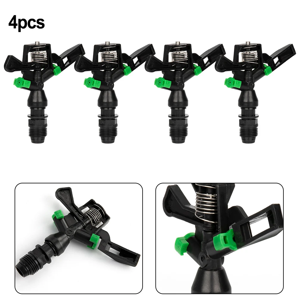 4pcs 1/2 Inch Plastic Impact Sprinkler 360 Degrees Rotation Head & Nozzle Lawn Irrigation Sprinklers Garden Tool