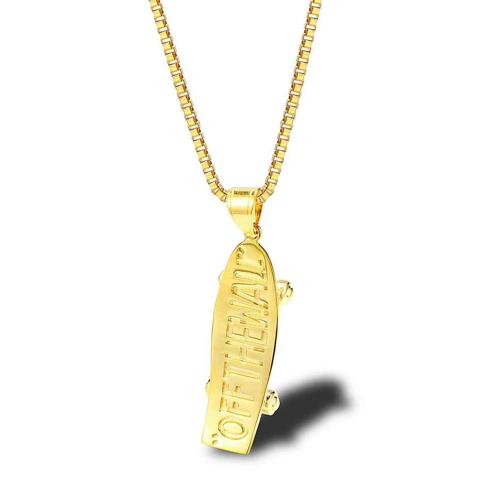 

Vintage Street Skateboard Pendant Necklace Men and Women Hiphop Rap Metal Gold Silver Accessories Men's Trendy Jewelry