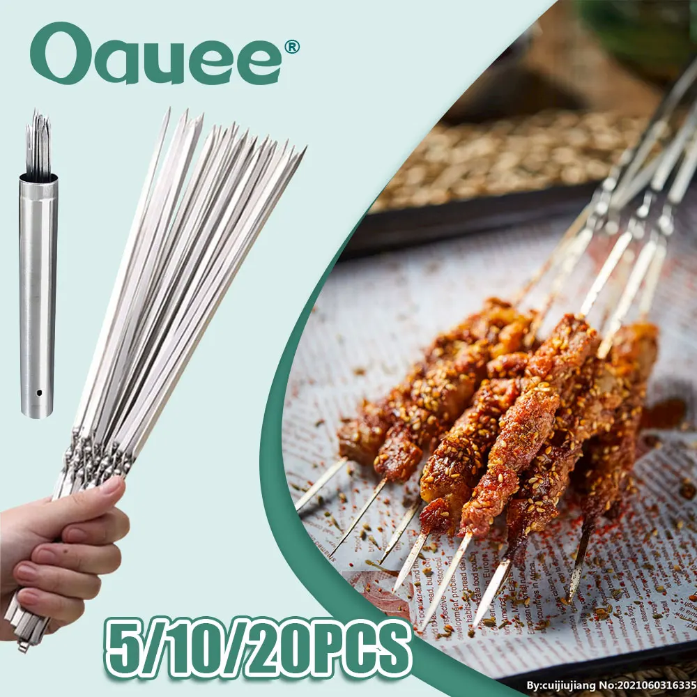 

5/20Pcs Stainless Steel Barbecue Skewer Reusable BBQ Skewers Kebab Iron Stick For Outdoor Camping Picnic Barbecue Skewers Tools