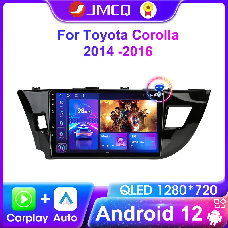 JMCQ Android 12 2 Din 4G Автомобильный мультимедийный плеер для Toyota Corolla Ralink 2014-2016 с GPS WIFI RDS