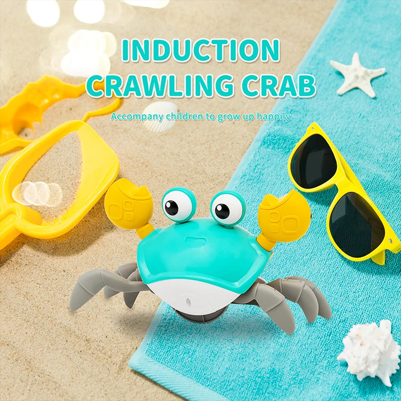 Baby Crawling Crab Musical Dancing Moving Toy Crab Toy Electric Baby Toy Crab Run Away with Music Led Light Up Interactive Gift