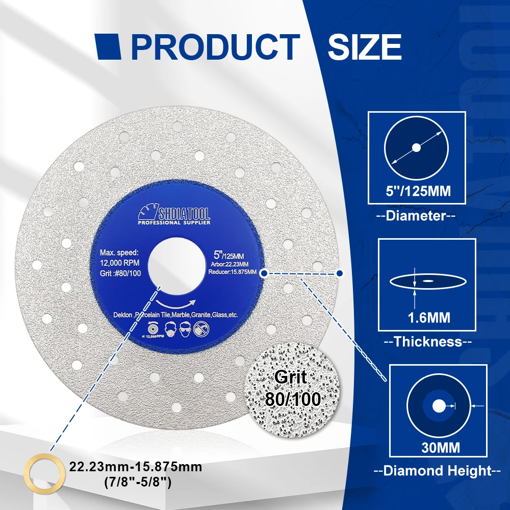 SHDIATOOL режущий диск для камня, 1 шт., ультратонкое пильное полотно, керамическая плитка, мрамор, стекло, диаметр 75/115/125 мм, режущая пластина с несколькими отверстиями
