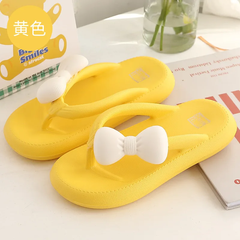 Ins Hot Cute Bow Sandals Women Slippers Fashion Anti-slip Beach Pinch Foot Slippers for Women Seaside Thick Sole Sandals Shoes