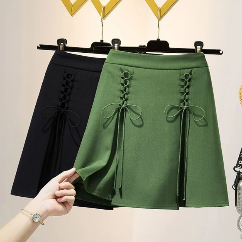 

Woman Skirts Mid-length A-line High Waist Style All-match Female Casual Streetwear Chic Skirts Ladies Fashion Elegant Skirt G545