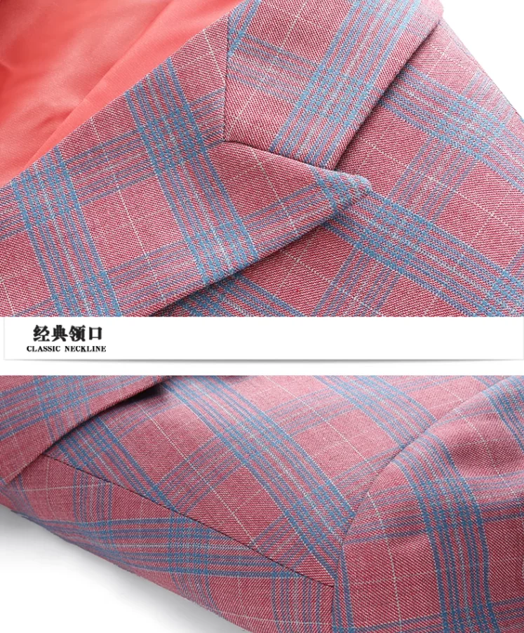 Мужской клетчатый костюм из 2 предметов свадебное платье куртка и брюки розовый