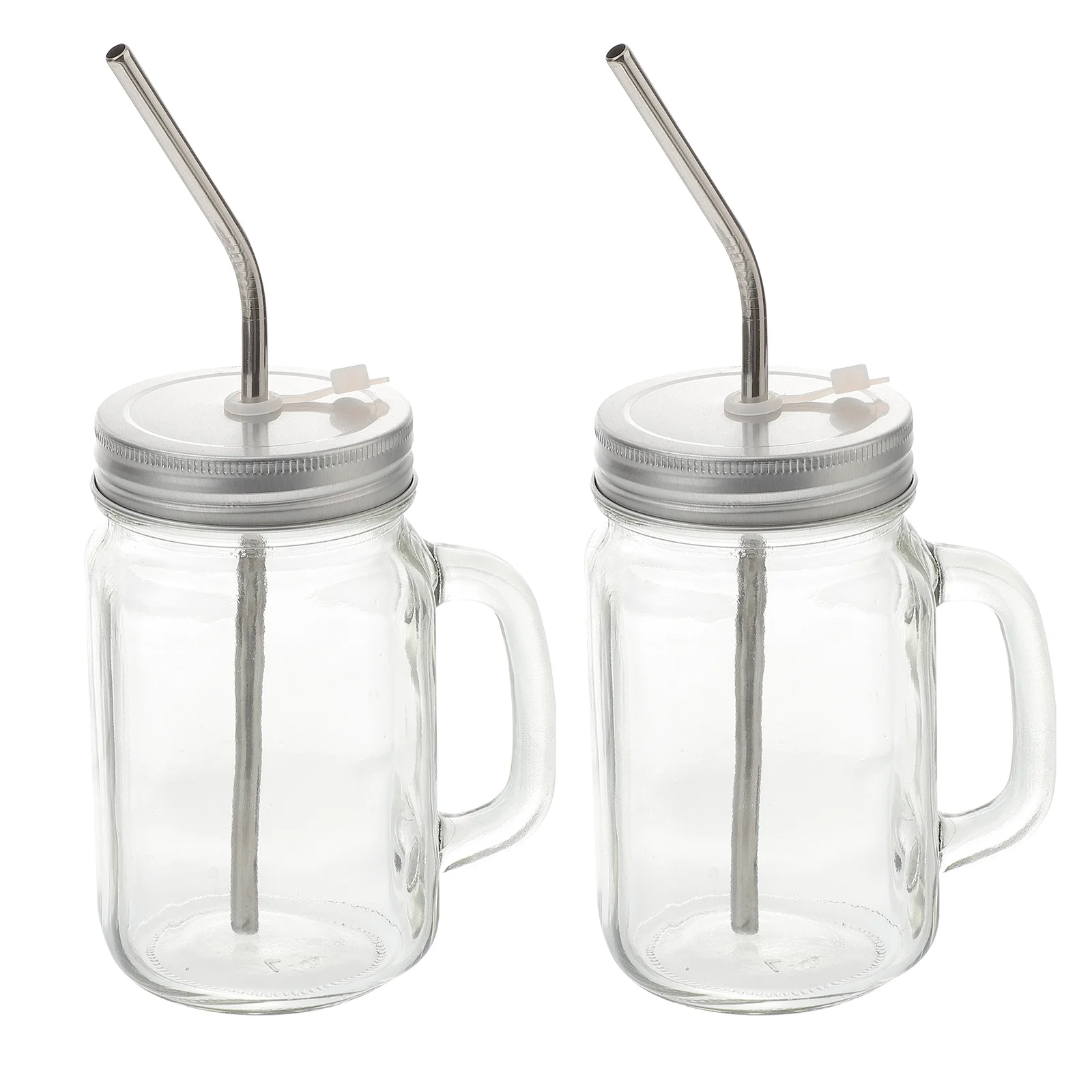 

2 Sets Water Bottle Glaass Cups Double Wall Tumbler Cups Drinking Smoothie Drinking Cup Mason Cups with Handle