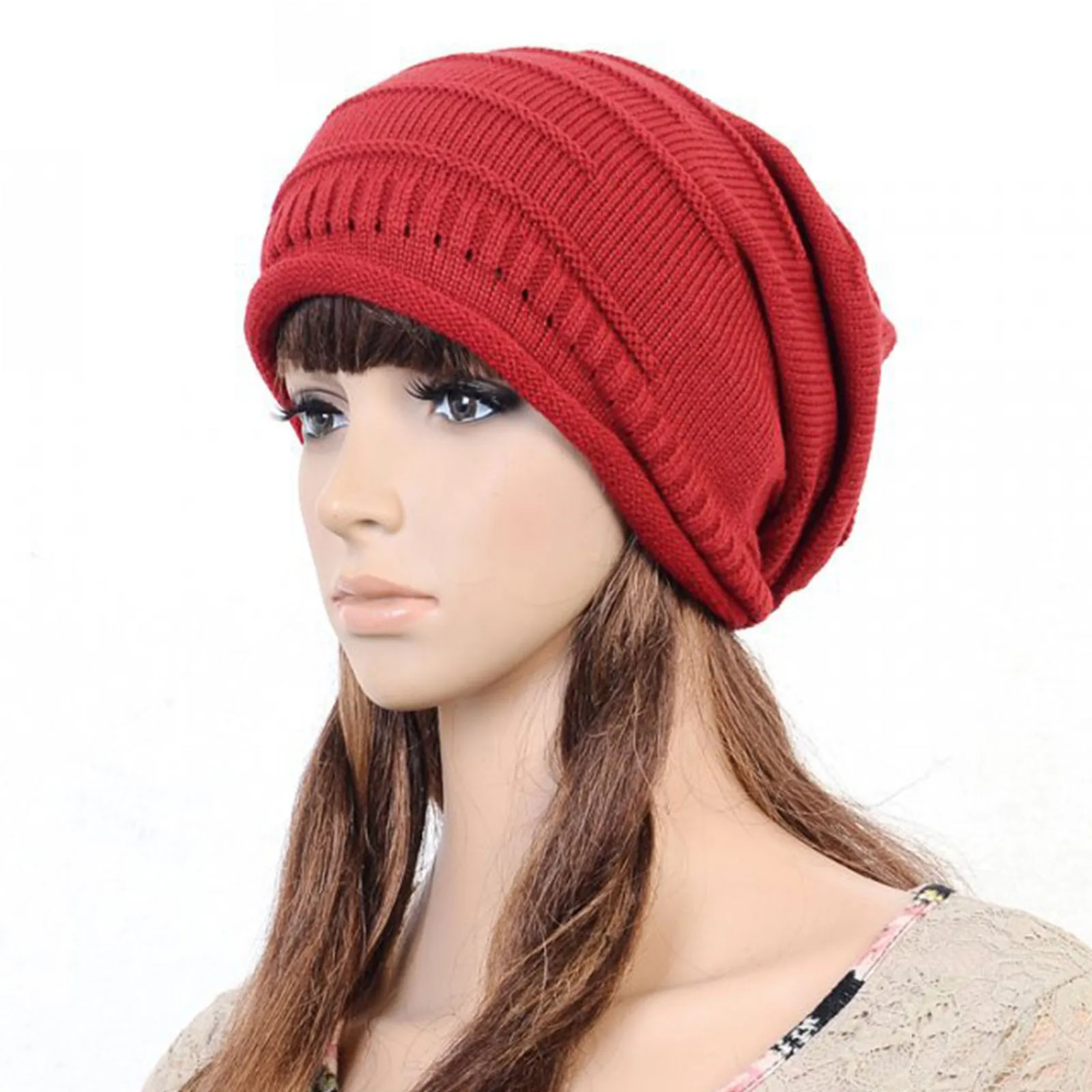 

Skullies Beanies Oversized Winter Hat Beanies Unisex Ski Slouchy Cap Women Men Winter Wool Warm Cap Knitted Baggy Beanie