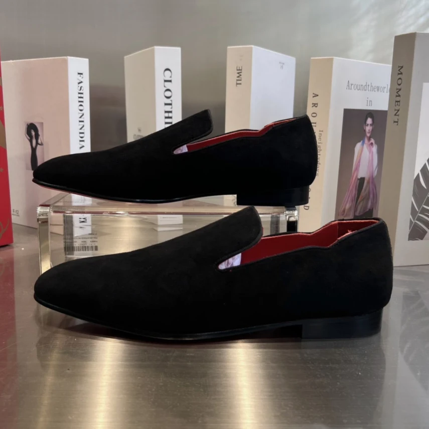 

Высококачественные мужские деловые кожаные туфли на красной подошве, дизайнерские Роскошные модные повседневные лоферы, профессиональная Классическая обувь HJ0261