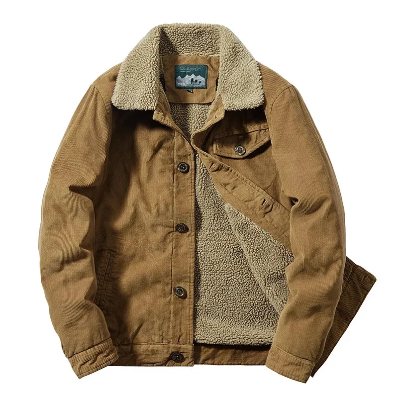 

Corduroy Coat men Puffer Jacket Autumn And Winter New Korean Style Long Ladies Over-the-knee Cotton Padded Keep Warm