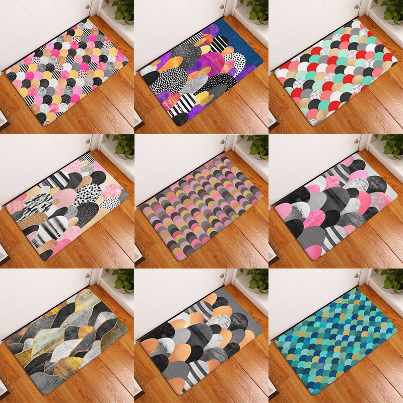 

Geometric Style Indoor Mat Sector Shape Pattern Non Slip Bathroom Rug Decorative Kitchen Carpet Home Decor Entrance Doormat