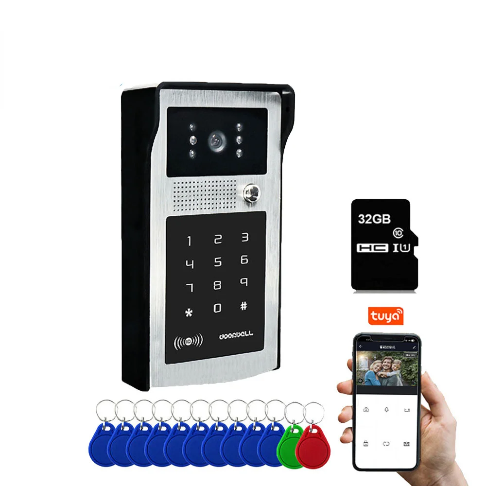 

Умный видеодомофон Tuya с камерой 1080P, Wi-Fi, RFID-кодом и клавиатурой