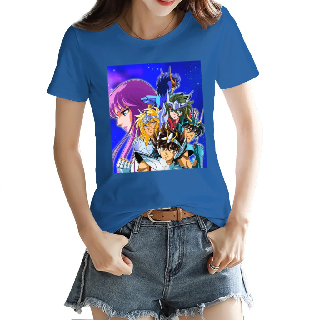 

Women's T-shirt 4K Saint Seiya Top Quality Crewneck Humor Fresh RoyalBlue Tees Tops European Size