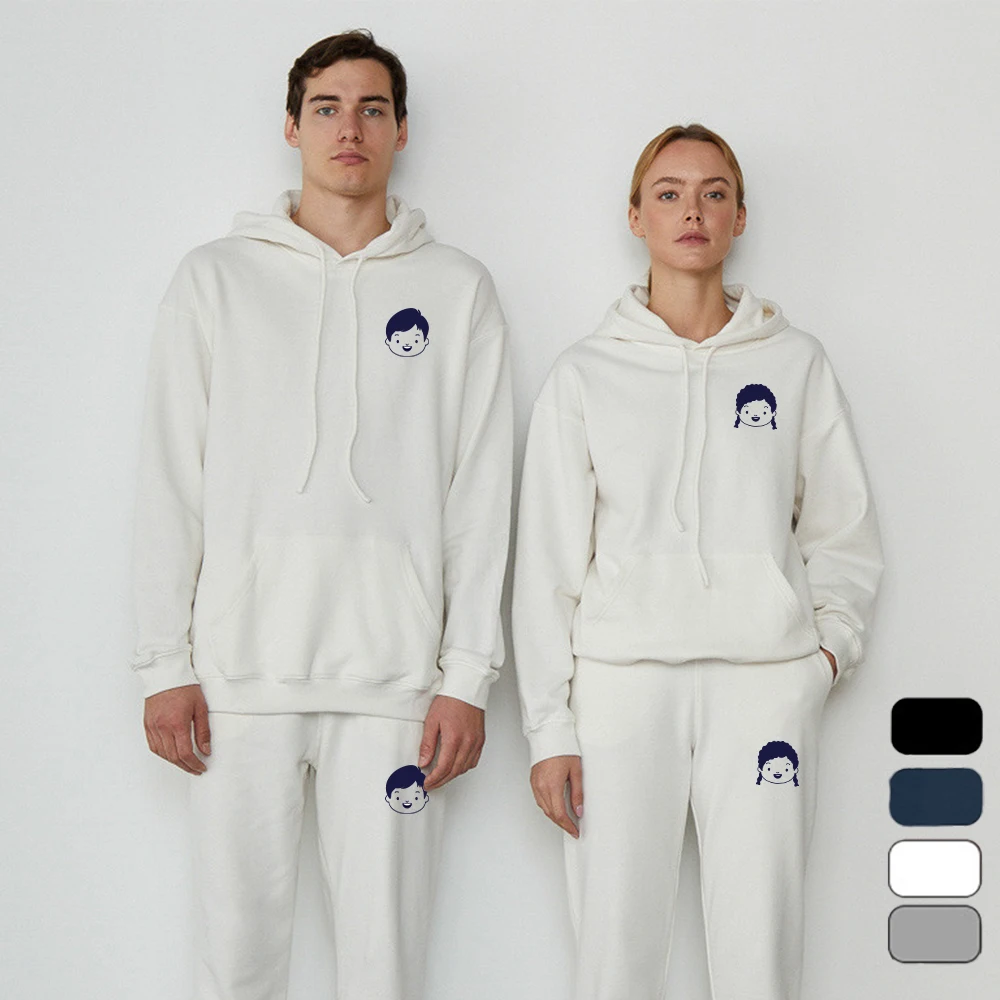 

Couple Tracksuit Fleece Hoodies+Pants Printed Hoody Set Men's Women's Oversized Sport Dating Casual Clothing Sweatshirts